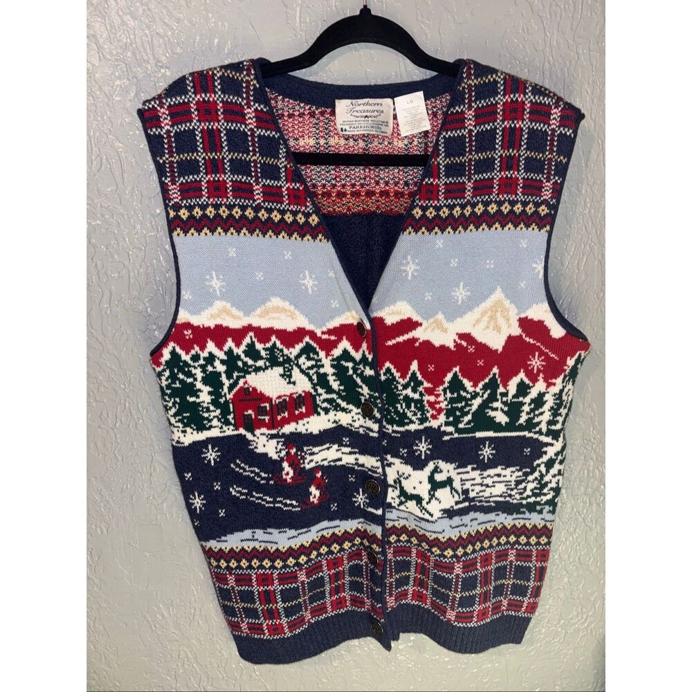 Vintage Northern Treasures Festive Winter Sweater Vest.